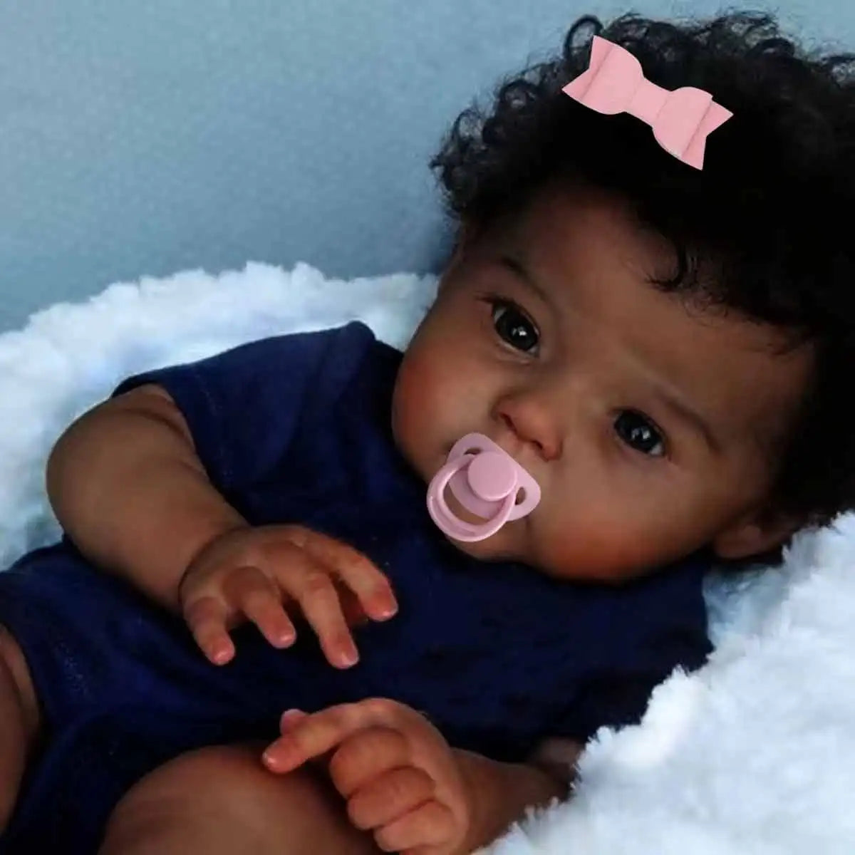 Reborn Baby Doll Black Baby Doll Soft Body And Curly Hair Realistic Newborn Baby Doll Real Life Baby Doll Cloth Body