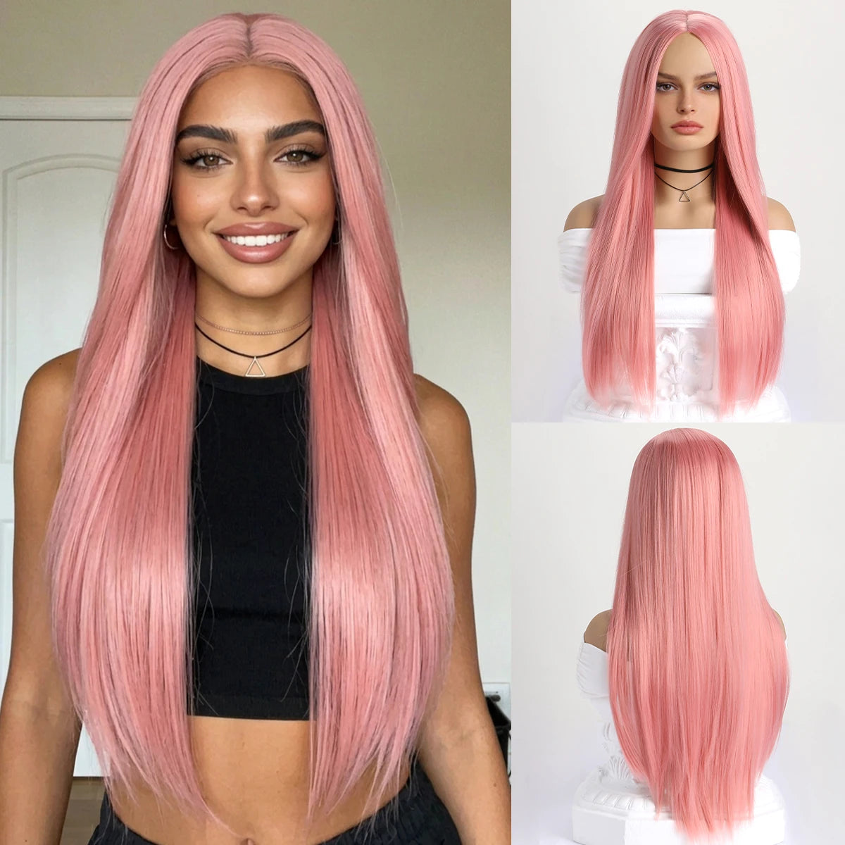 Wig with Bangs for Women  Long Straight Heat Resistant Synthetic Wig for Daily Use, Party, Halloween, Cosplay 26 Inch Wig for