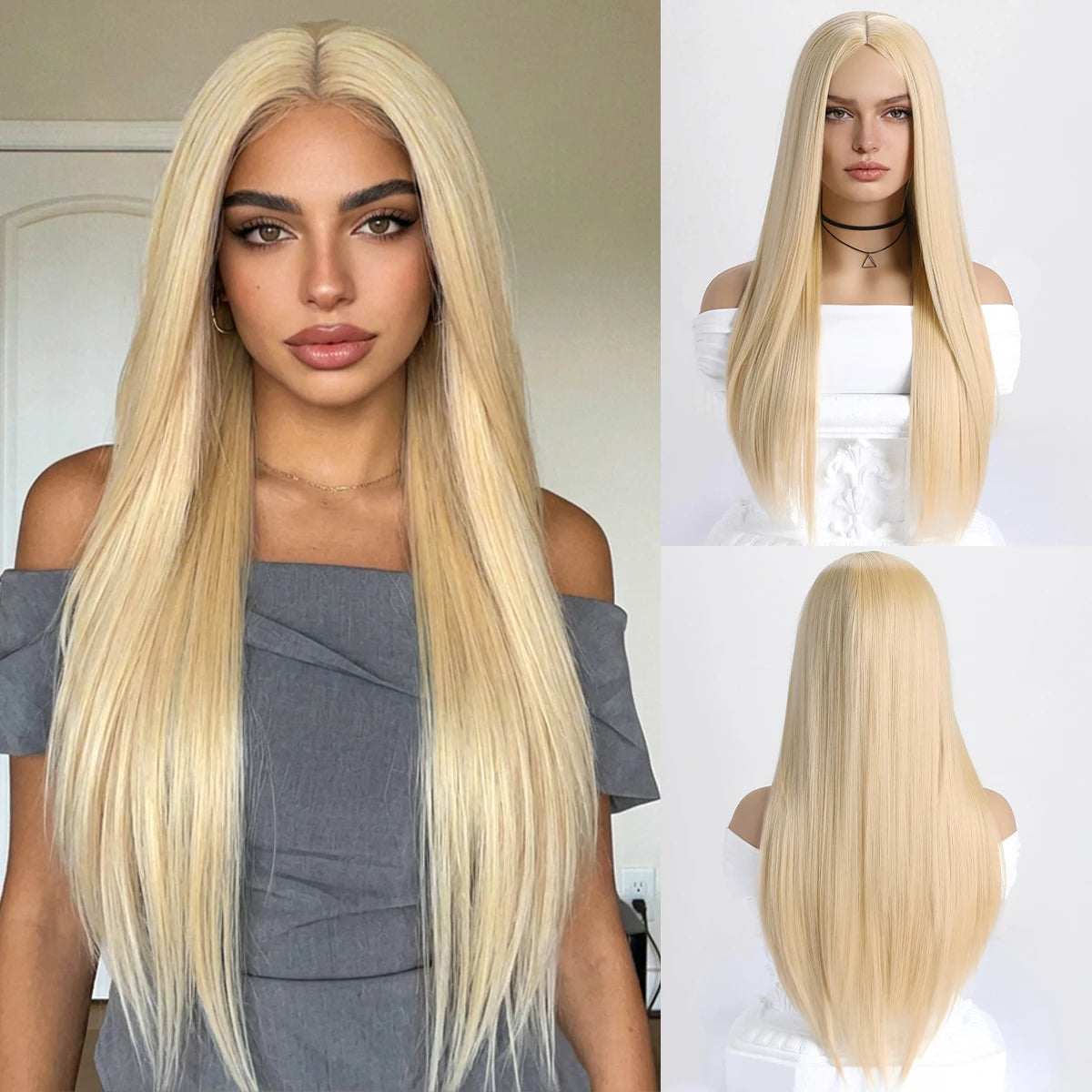 Wig with Bangs for Women  Long Straight Heat Resistant Synthetic Wig for Daily Use, Party, Halloween, Cosplay 26 Inch Wig for
